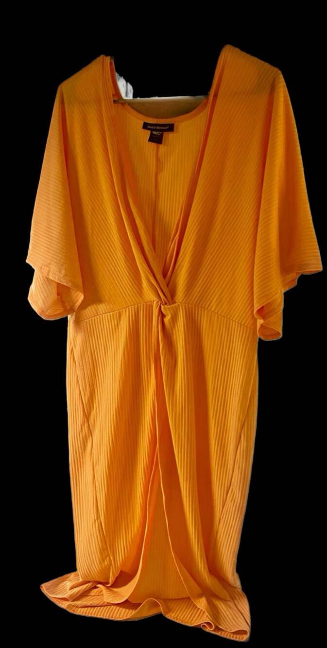 Ashley Stewart Orange Ribbed Twist Front Dress Size 18/20
